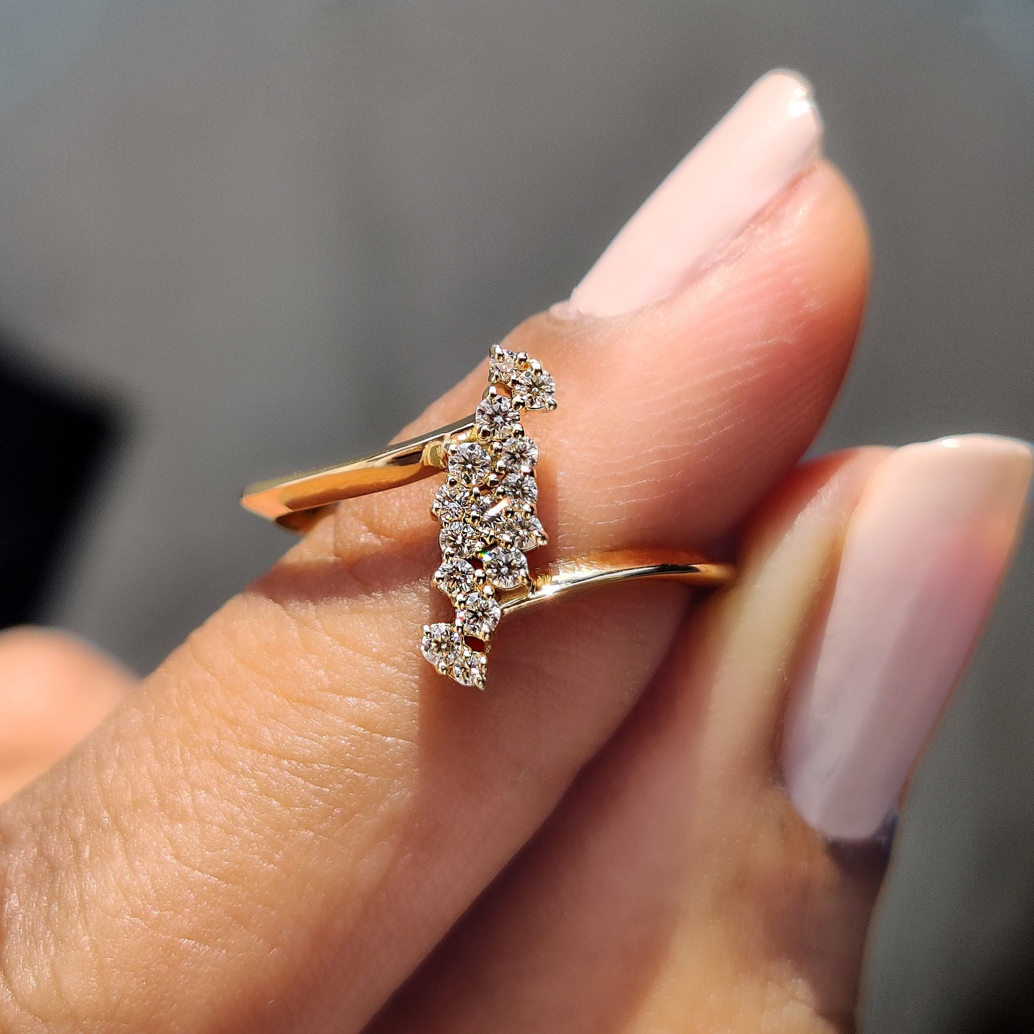 Round Cut Unique engagement ring in Cluster style