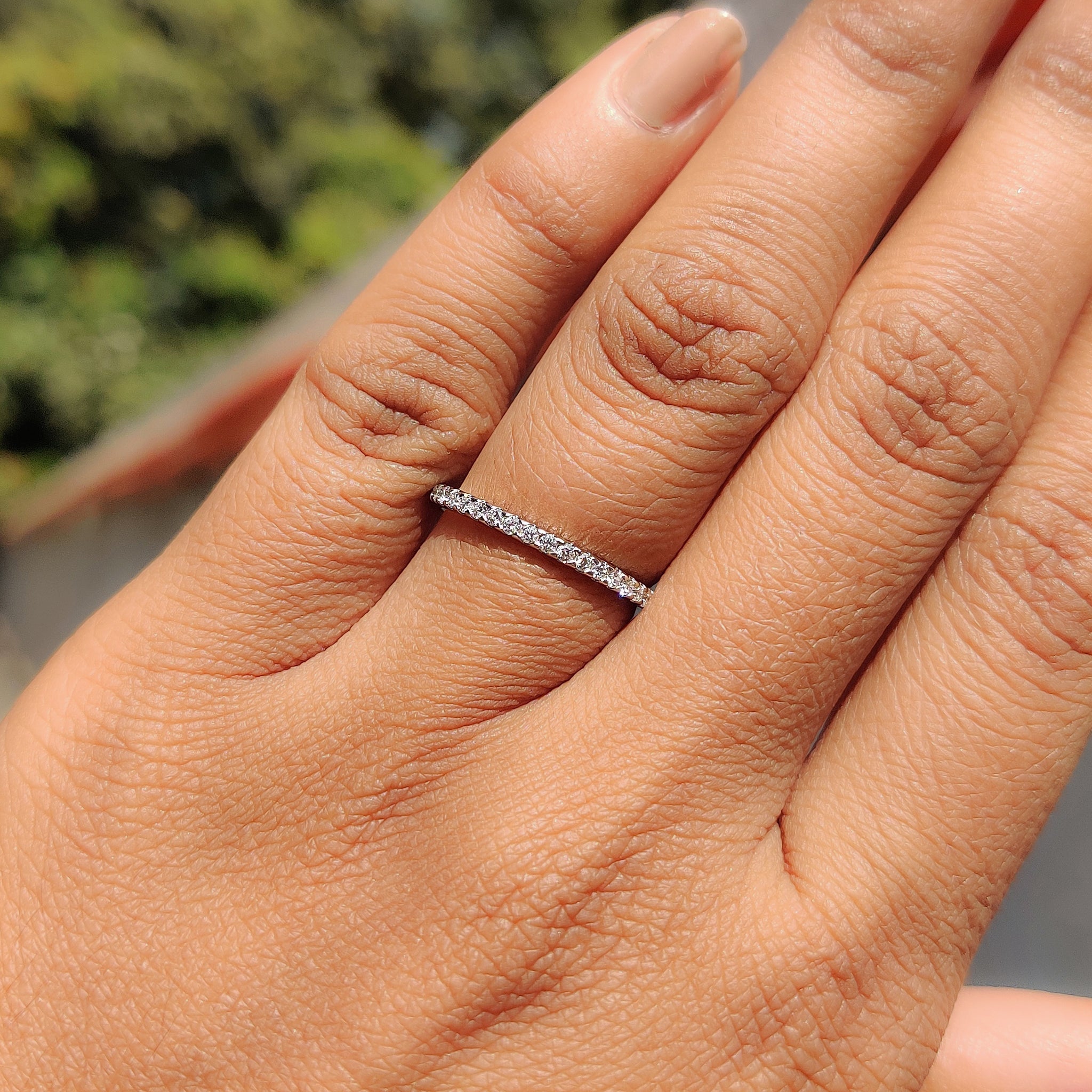 Round Cut Wedding Band In Half Eternity Style