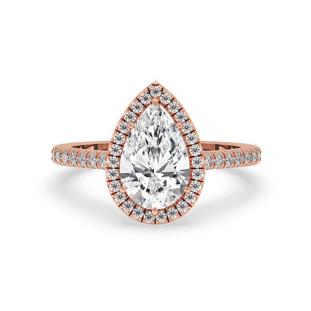 Pear Halo Engagement Ring with Elegant Pave Setting