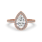Pear Halo Engagement Ring with Elegant Pave Setting