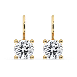 Dangle Diamond Earrings With Round Cut Diamond