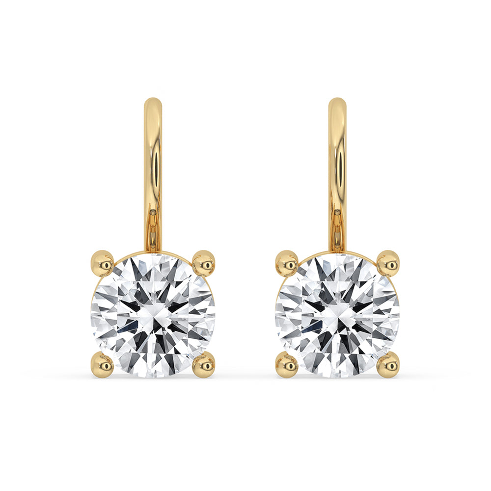 Dangle Diamond Earrings With Round Cut Diamond