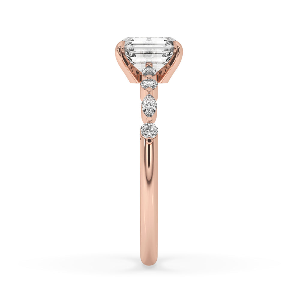 Emerald Cut Engagement Ring - Floating Style