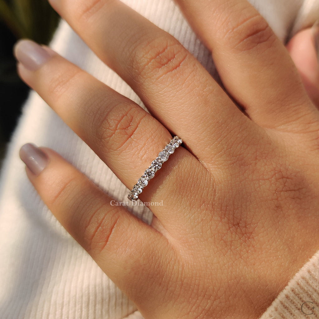Minimalist Round Cut Eternity Style Diamond Wedding Band