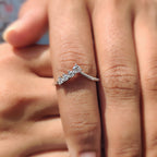 Round Cut Chevron Wedding Band With Milgrain Detail