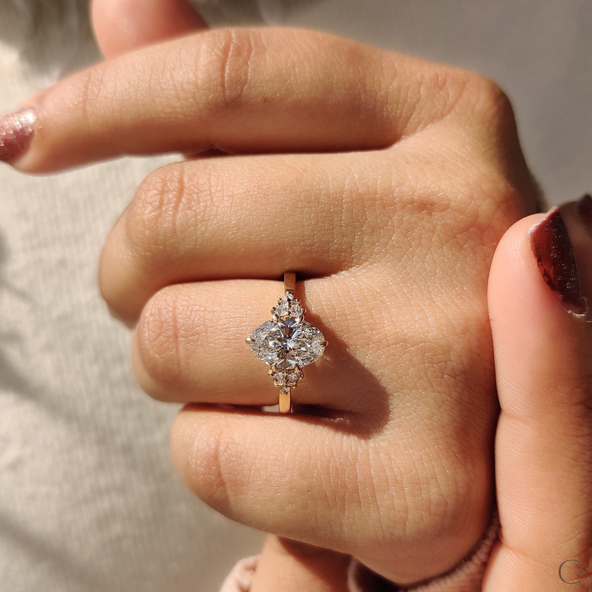 Oval Diamond Ring With Round Cut Side Stone Secondary image