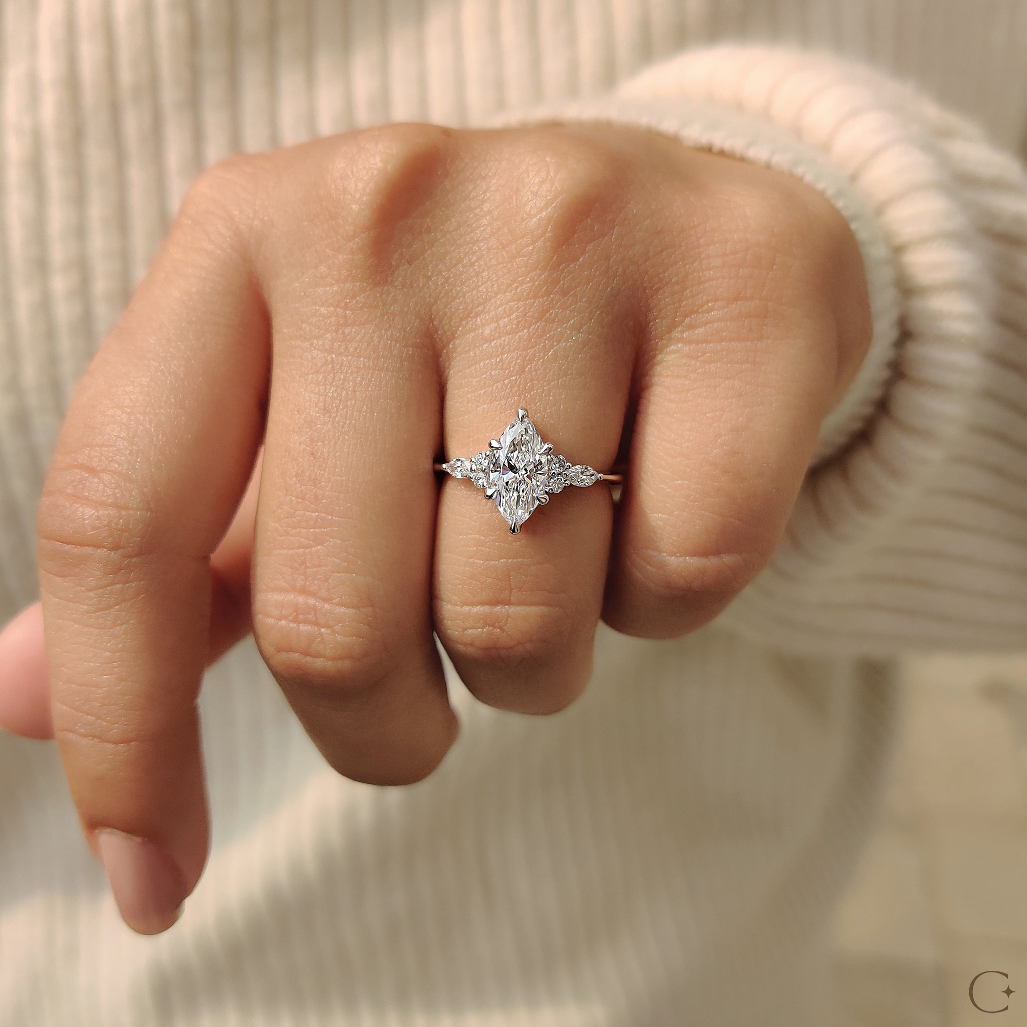 Lab Grown Marquise Diamond Ring In Muse Setting
