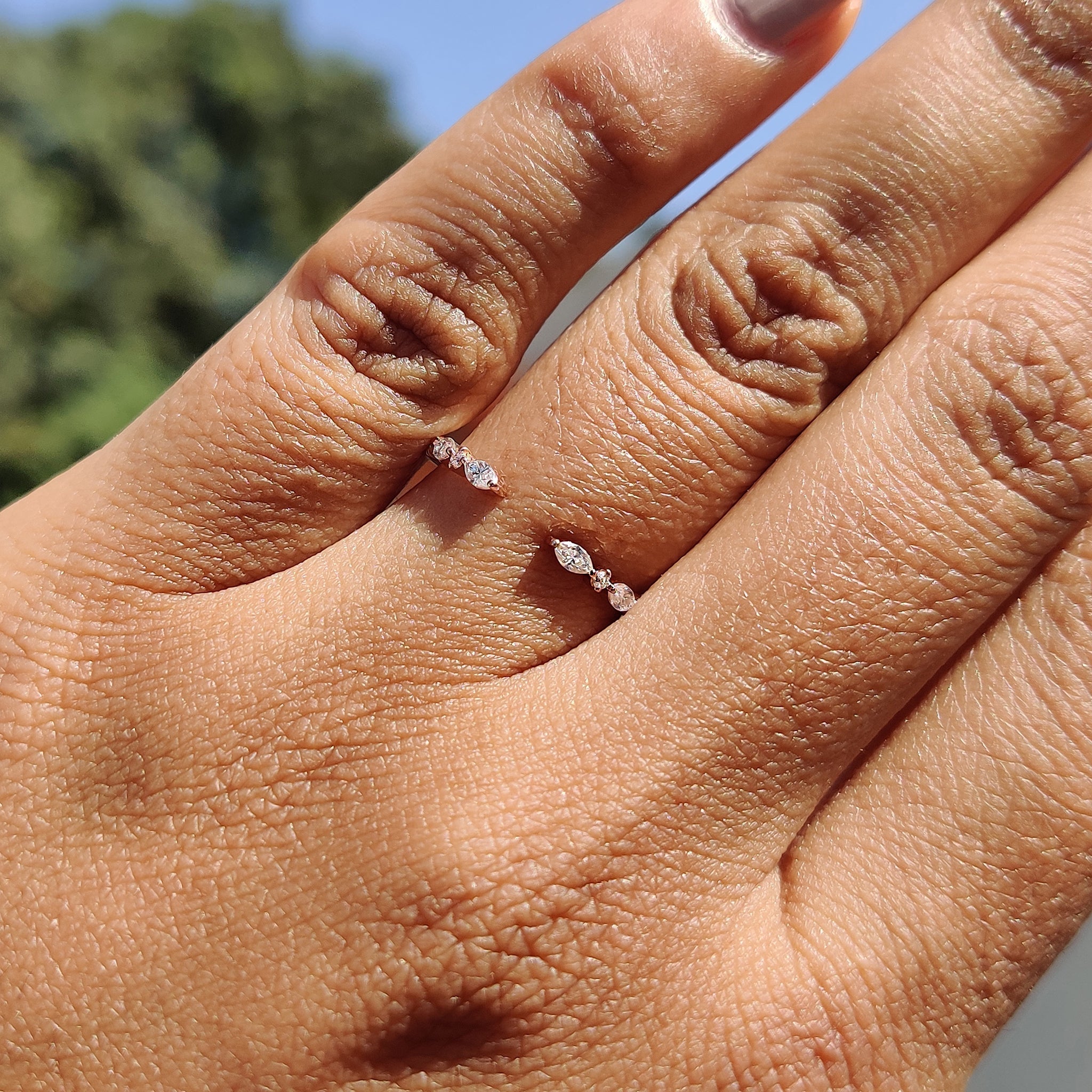 Marquise And Round Wedding Band In Open Gap Setting
