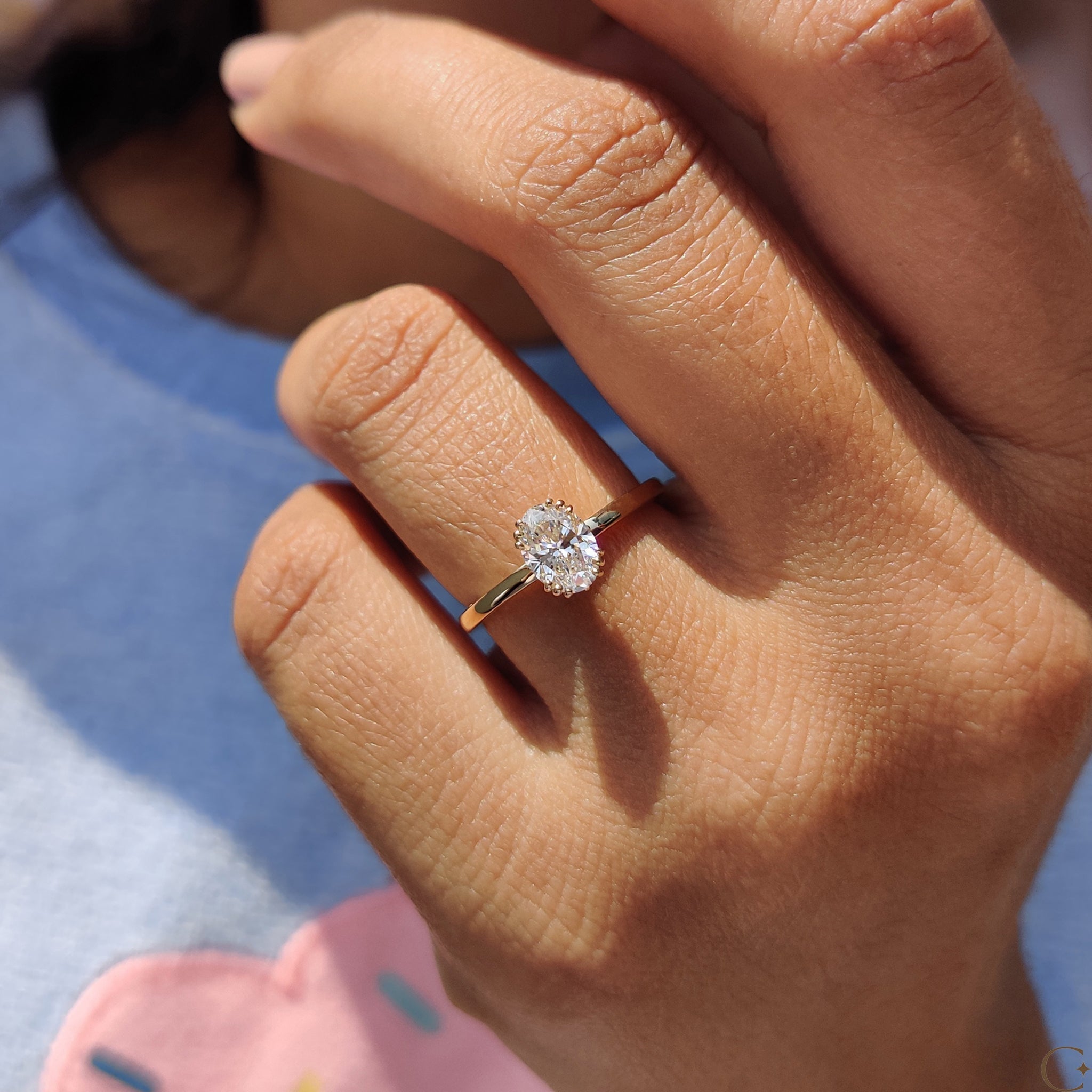 Oval Shaped Diamond Ring In Solitaire Setting