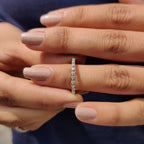 Round Cut Floating Bubble Wedding Band In Half Eternity Style