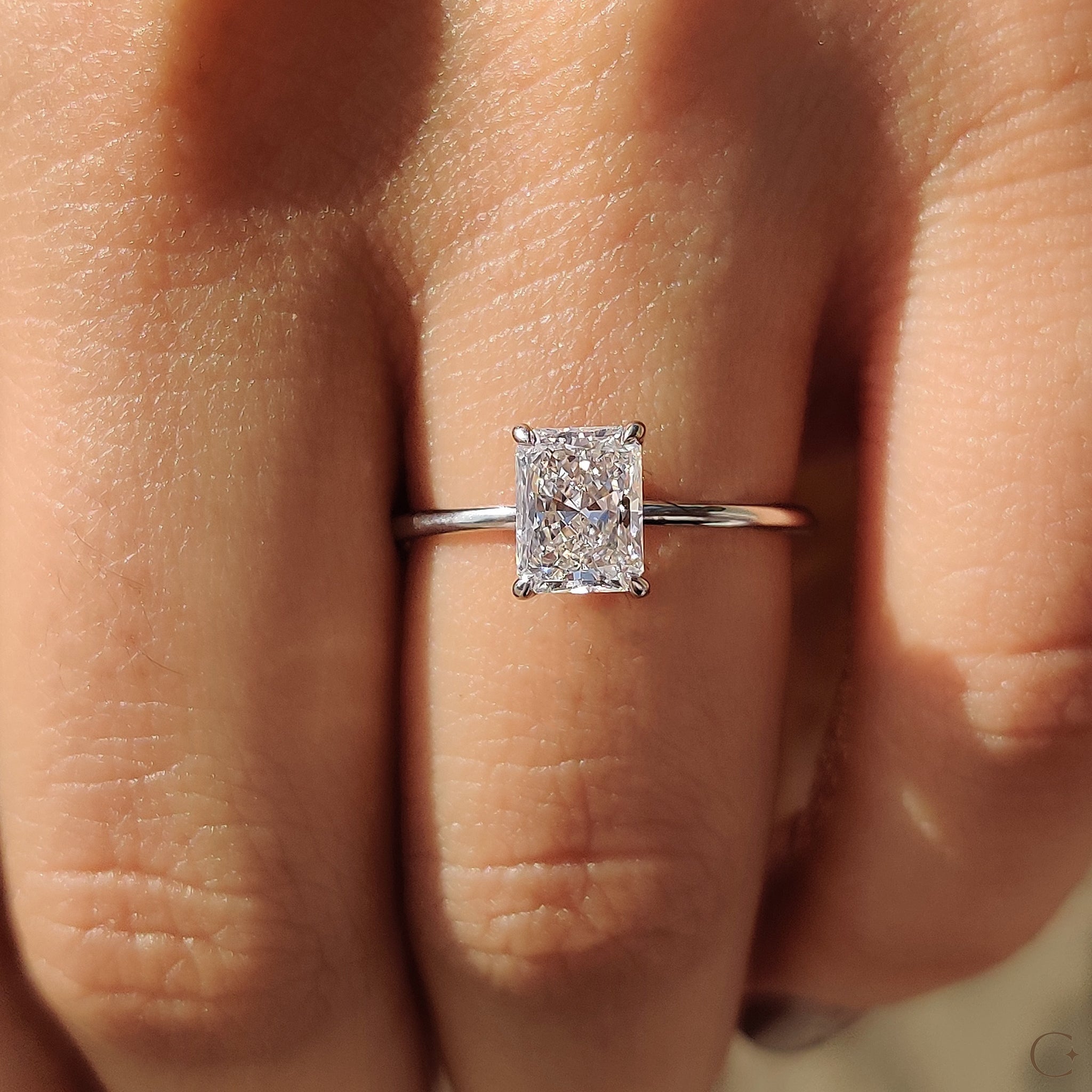Radiant Cut Solitaire Ring With Secure Claw Prongs Secondary image