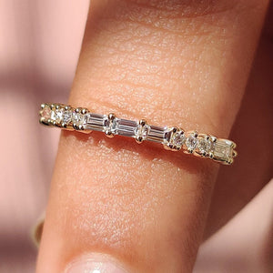 Baguette Diamond Wedding Band In Half Eternity Style
