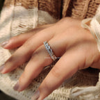 Double Wedding Band In Round Diamond Half Eternity Design
