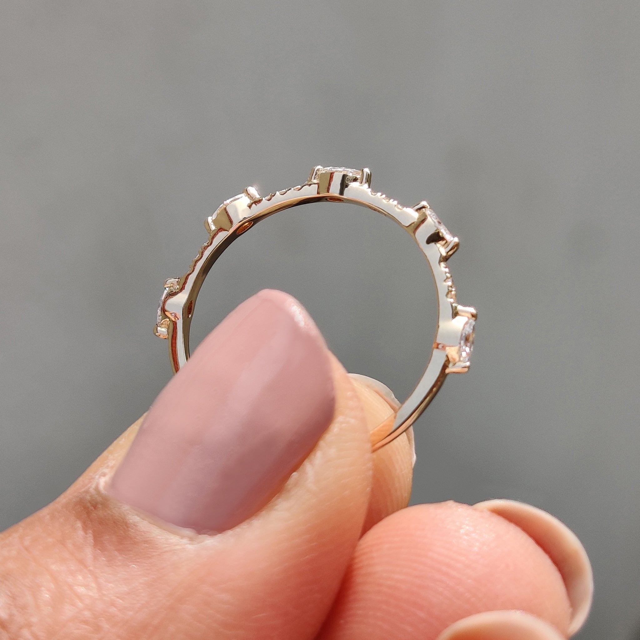 White Gold Marquise And Round Diamond Band