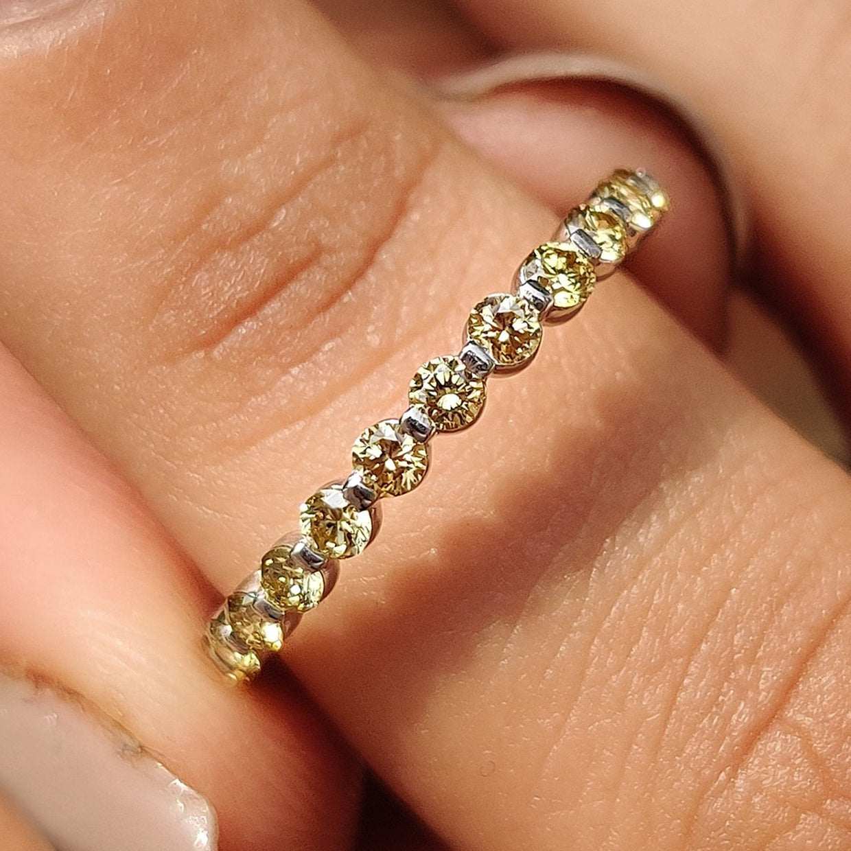 Yellow Diamond Wedding Band With Round Cut