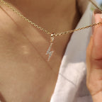 Round Diamond Lighting Bolt Yellow Gold Pendant