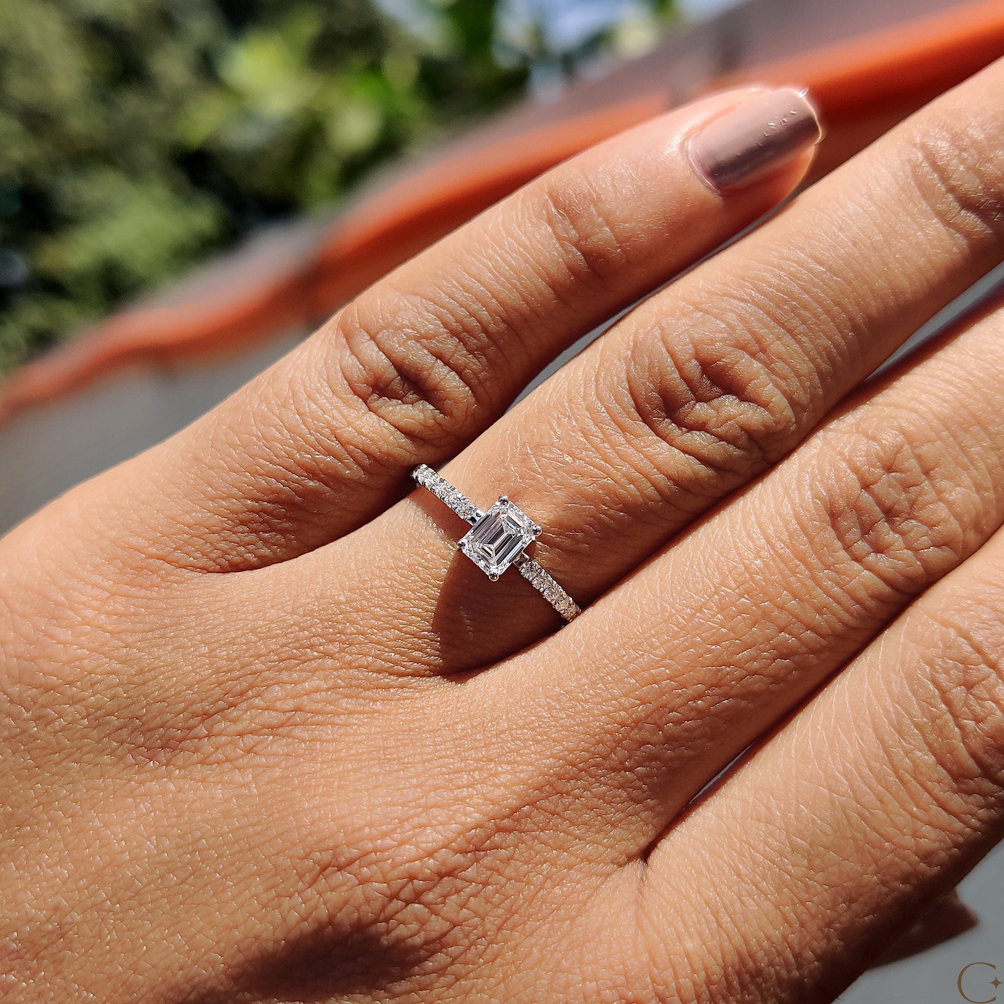 Emerald Pave Ring With Secure Four Prong Setting