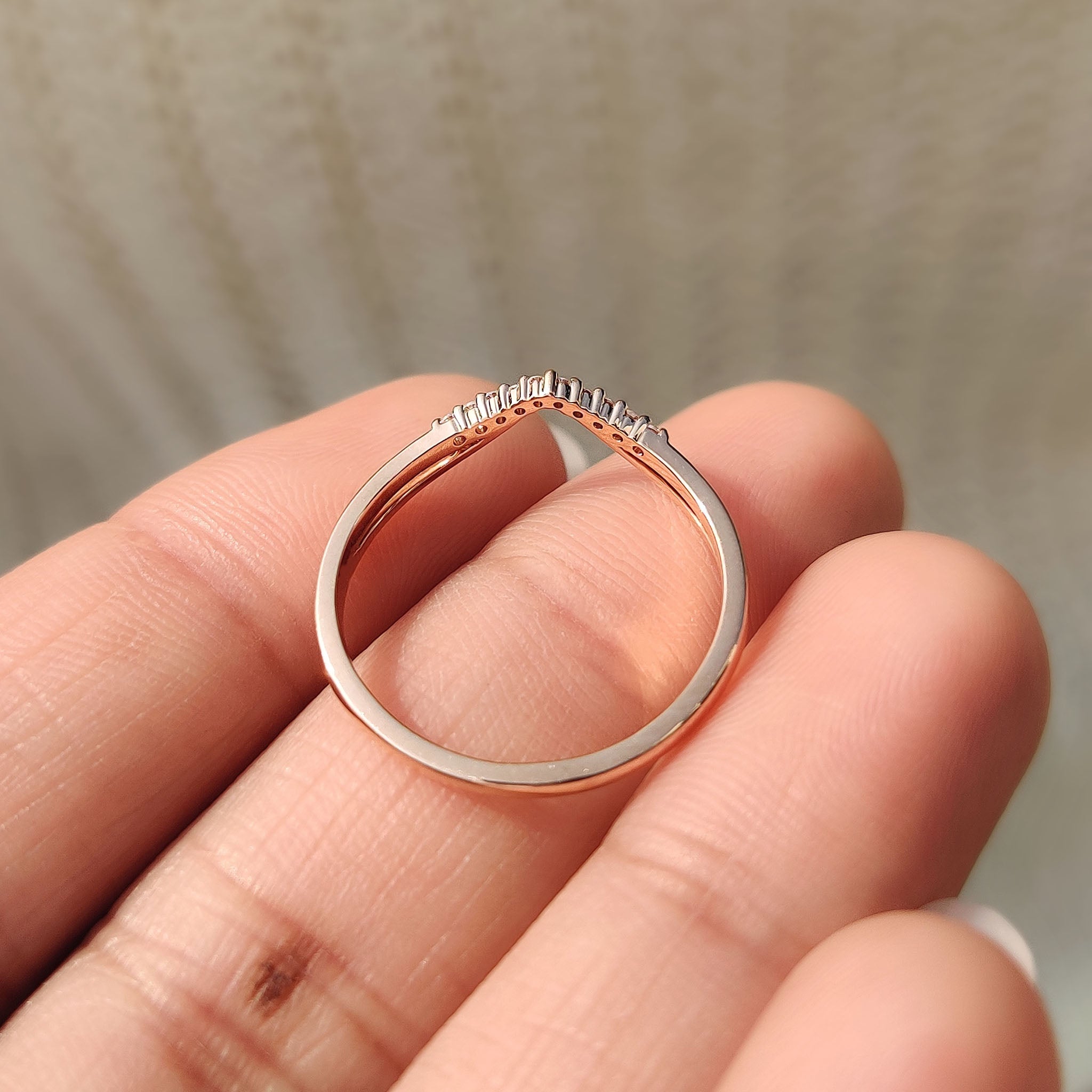 Round Cut Double Row Chevron Diamond Band