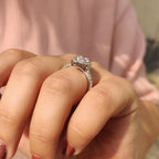 Pear Shaped Halo Engagement Ring In Round Cut Halo Style