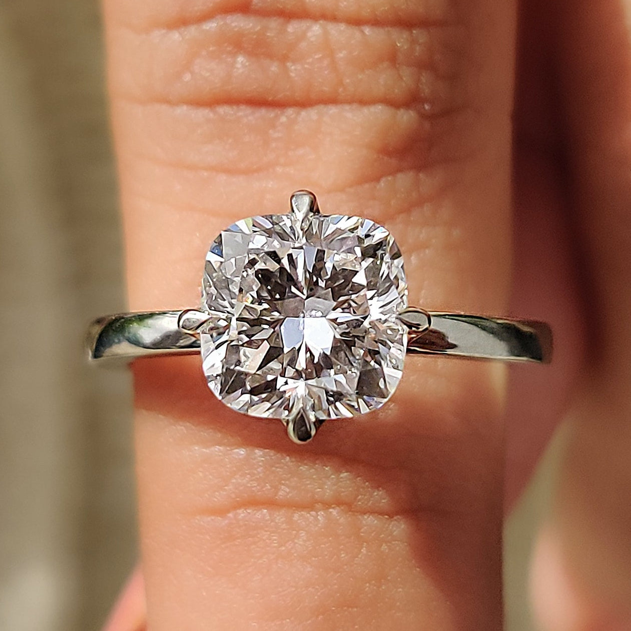 Cushion Diamond Engagement Ring In Solitaire Style Main image