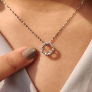 Diamond Halo Pendant in Round Circle Design