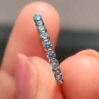 Blue Diamond Wedding Band In Shared Prong Style