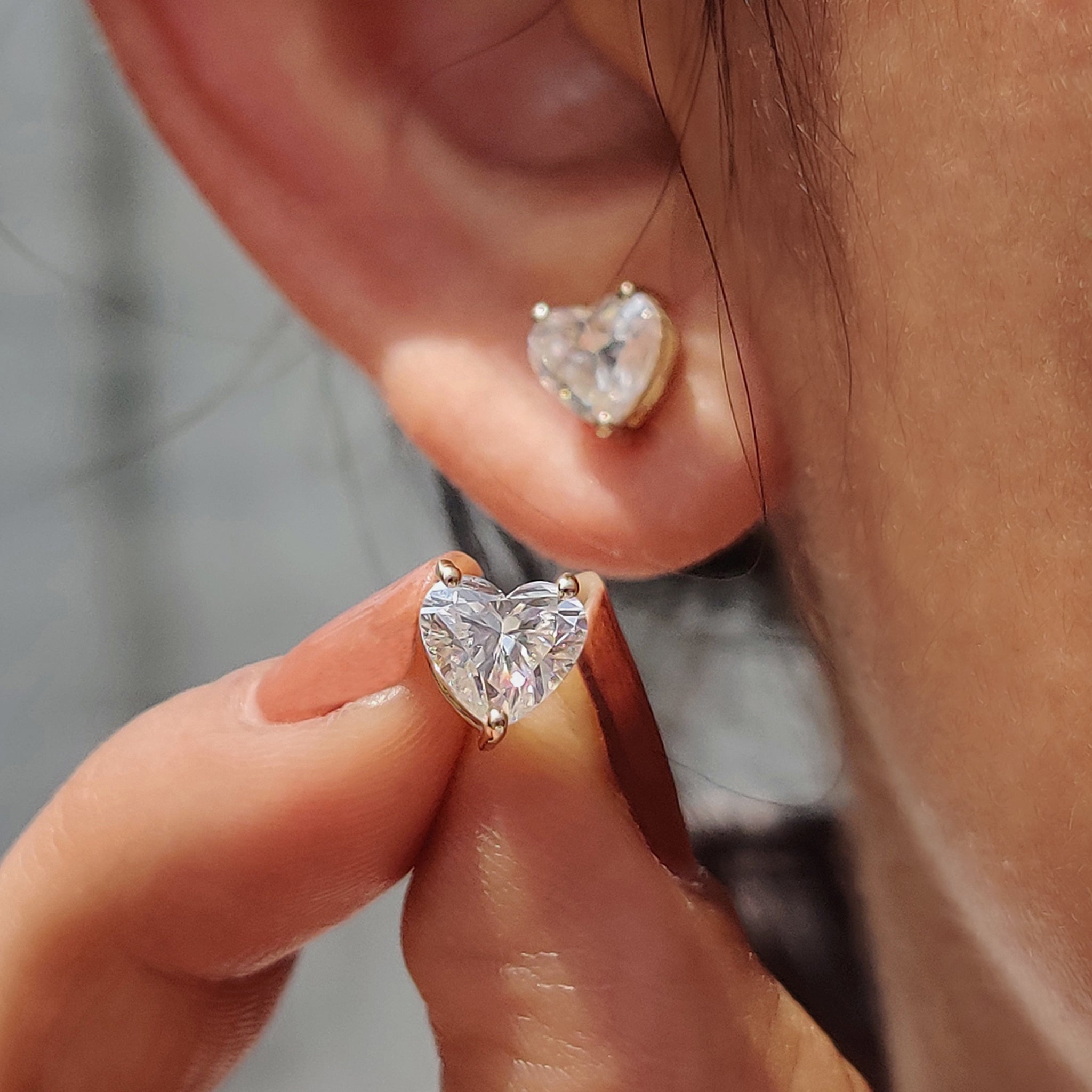 Heart Cut Moissanite Earrings Featuring Screw Back