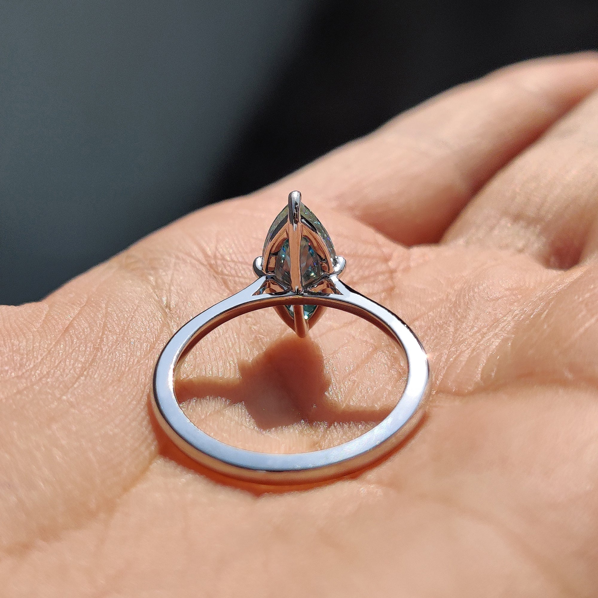 Cyan Blue Marquise Cut Engagement Ring