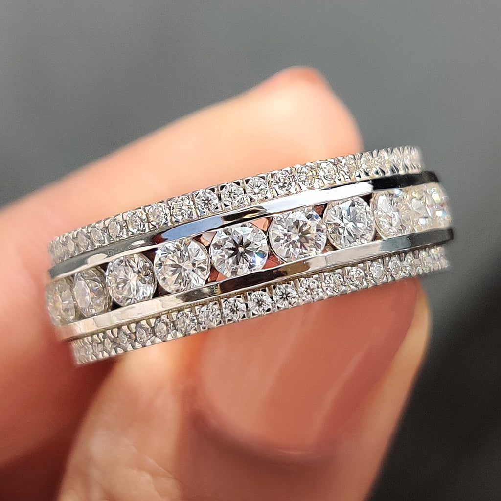 Three Row Pave Band With Clean Channel Set Style