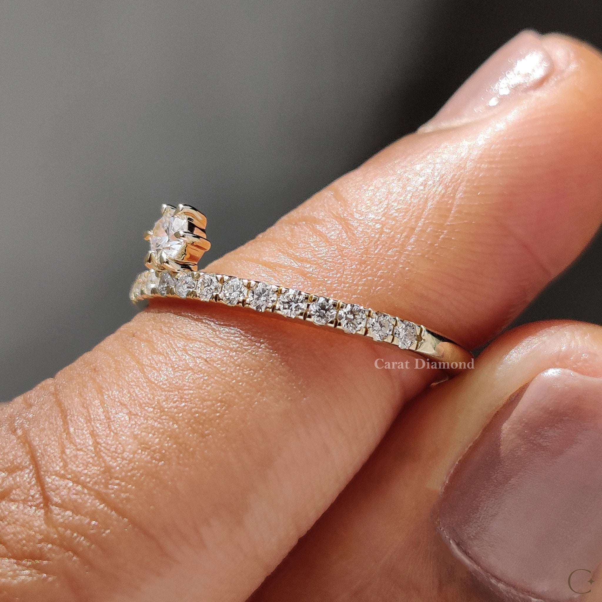 Round Diamond Wedding Band in Sleek Pave Style