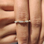 Round Cut Distance Pave Yellow Gold Diamond Band