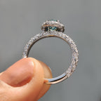 Twisted Pave And Halo Set Round Cut Ring