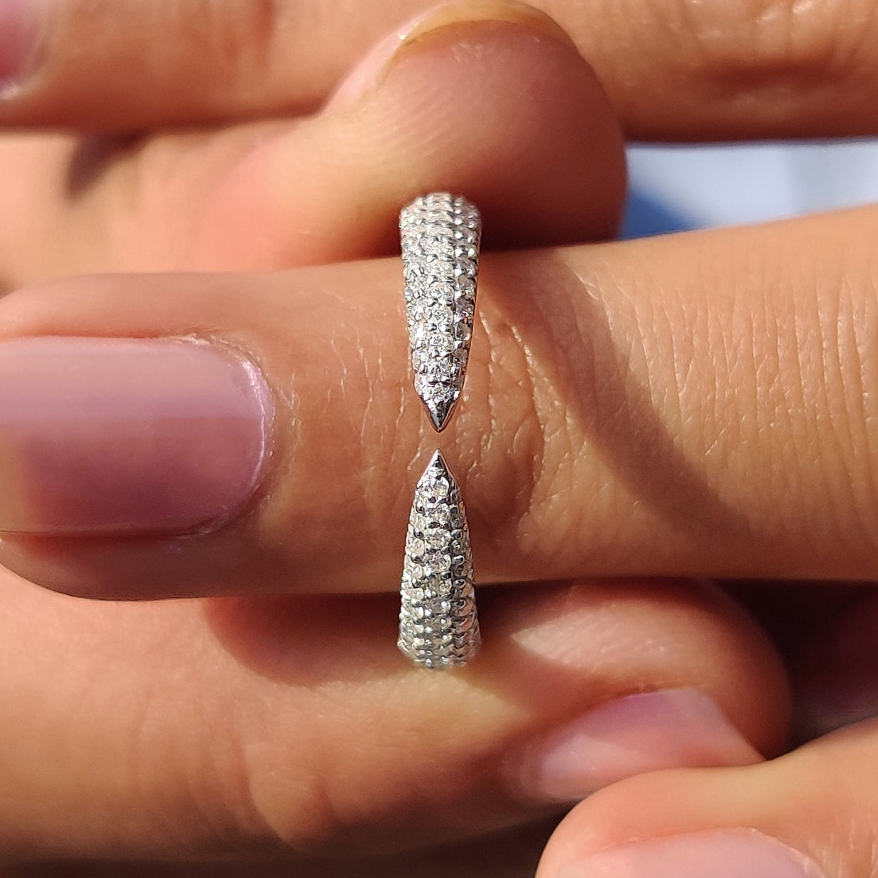Three Side Pave Open Wedding Band With Round Cut Main image