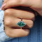Green Moissanite Dutch Marquise Ring