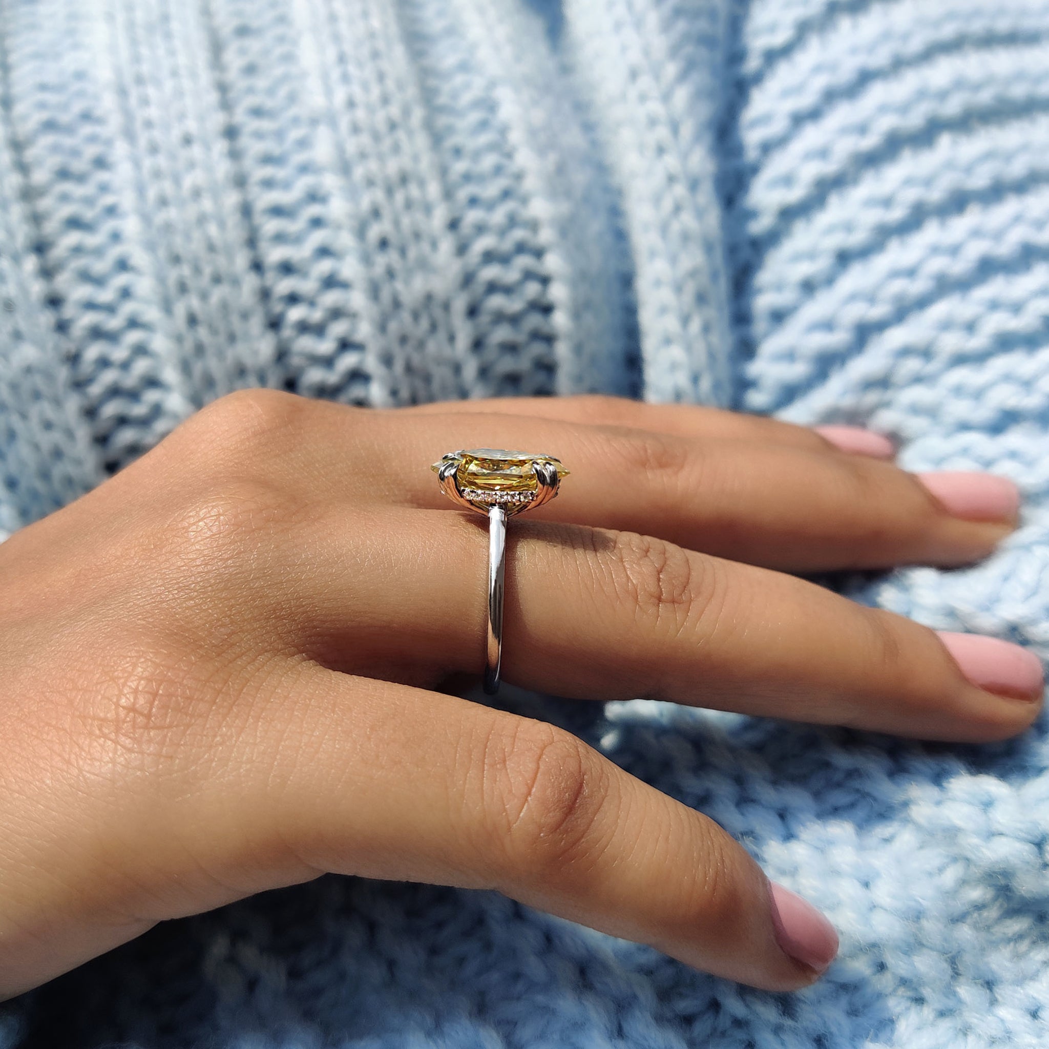 Hidden Halo Yellow Dutch Marquise Engagement Ring