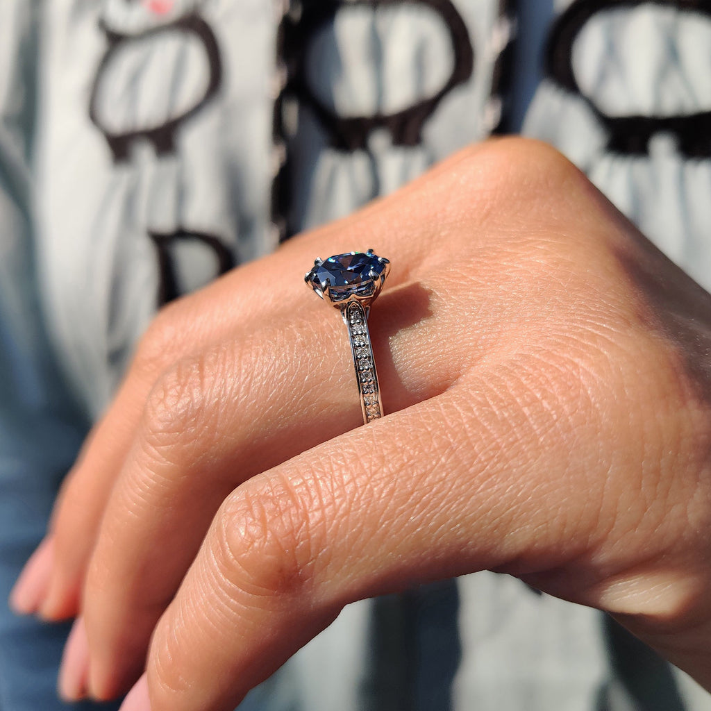 Channel Set Oval Cut Moissanite Ring