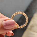 Light Yellow Cushion Cut Trellis Eternity Band