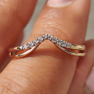 Round Cut Double Row Chevron Diamond Band