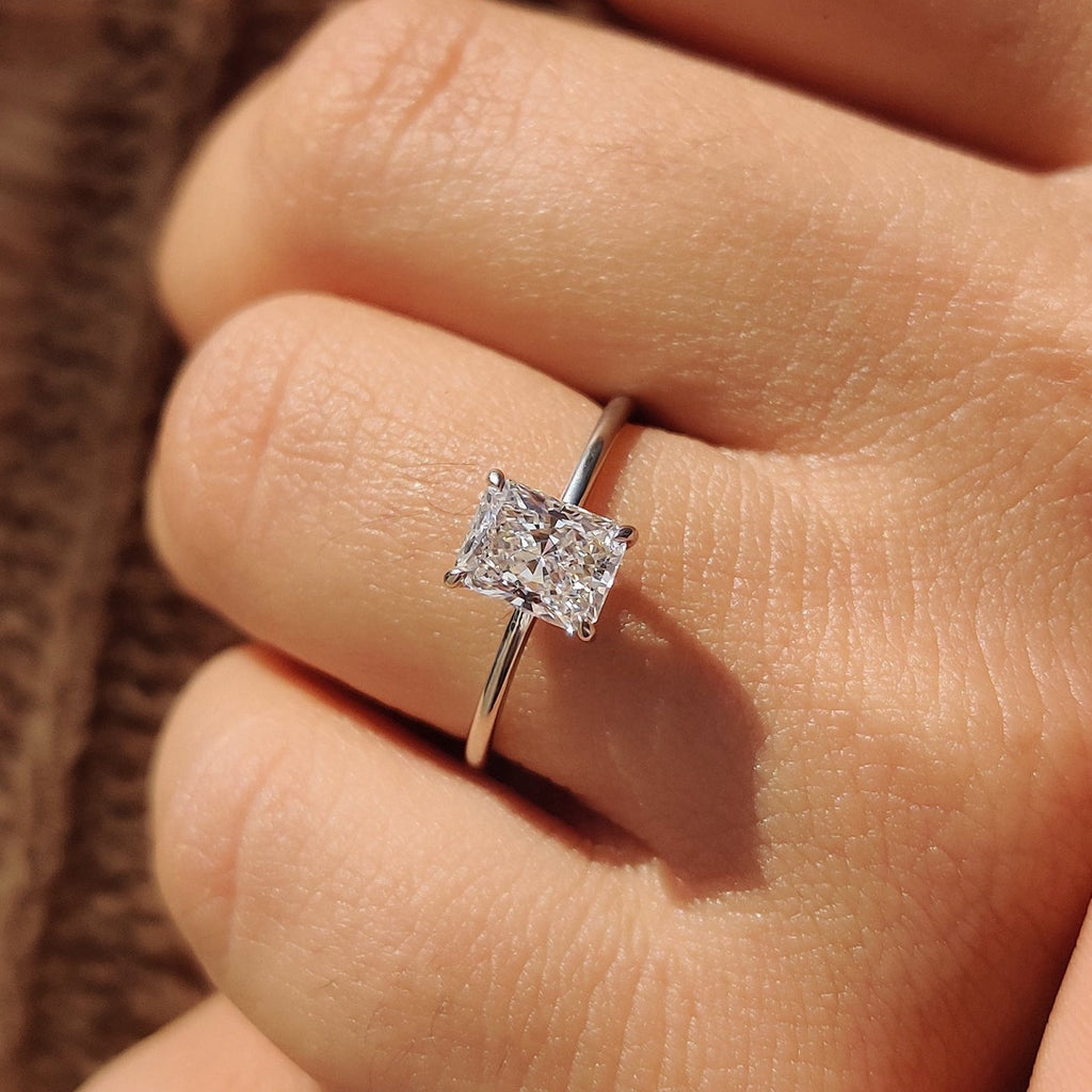 Solitaire Set Radiant Cut Gold Engagement Ring