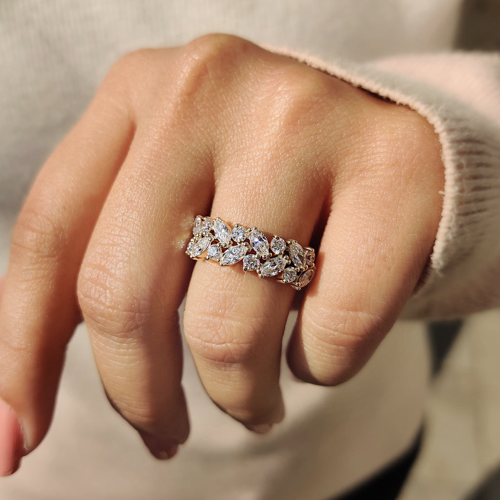 Half Eternity Marquise and round wedding band