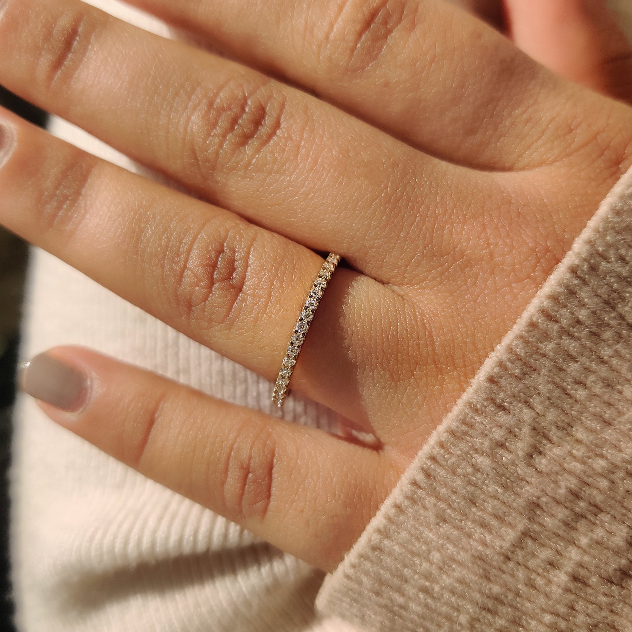 Round Cut Full Eternity Wedding Band