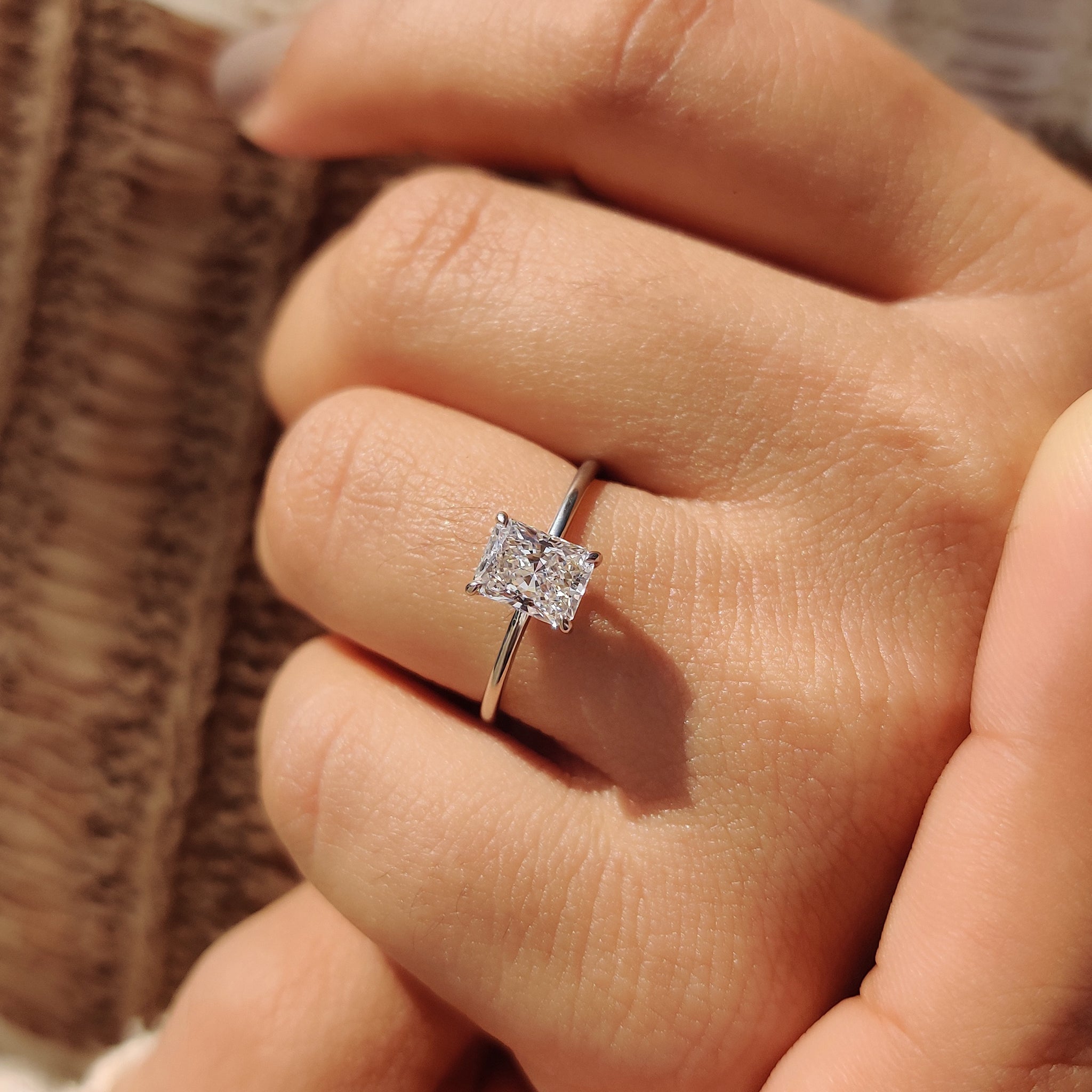 Rose Gold Radiant Diamond Cut Ring Secondary image