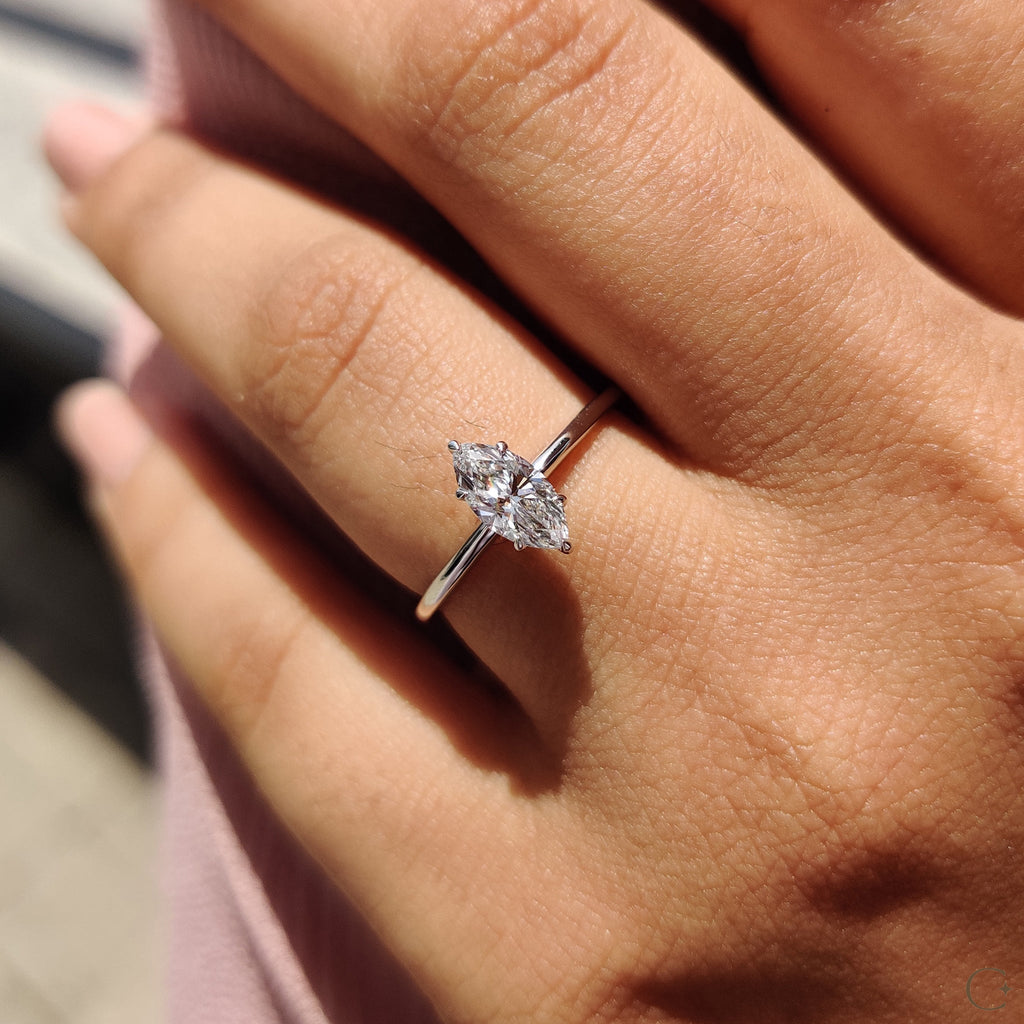 Marquise Diamond Engagement Ring In Solitaire Style