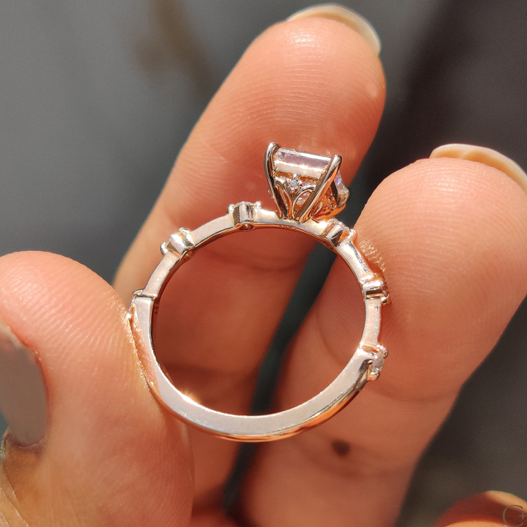 Princess Cut Diamond Ring In Distance Pave Setting