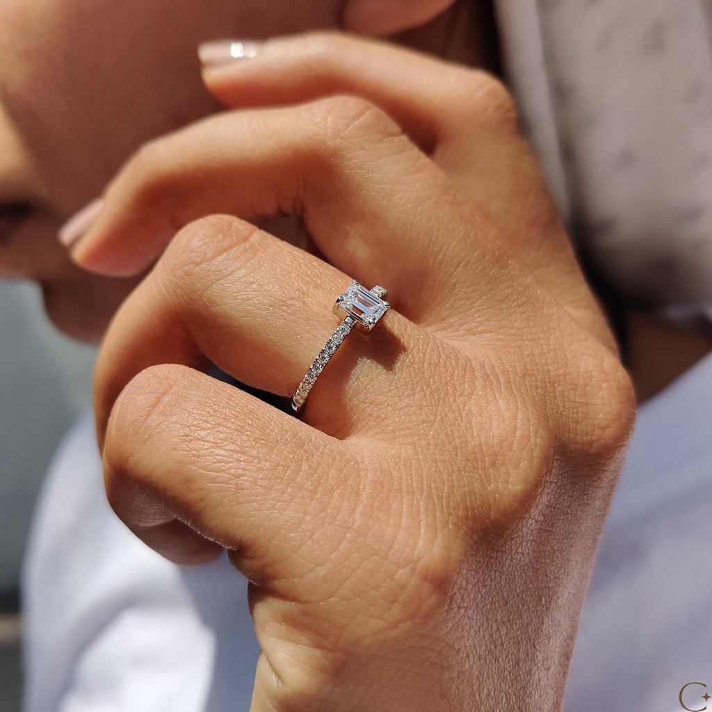 Emerald Pave Ring With Secure Four Prong Setting