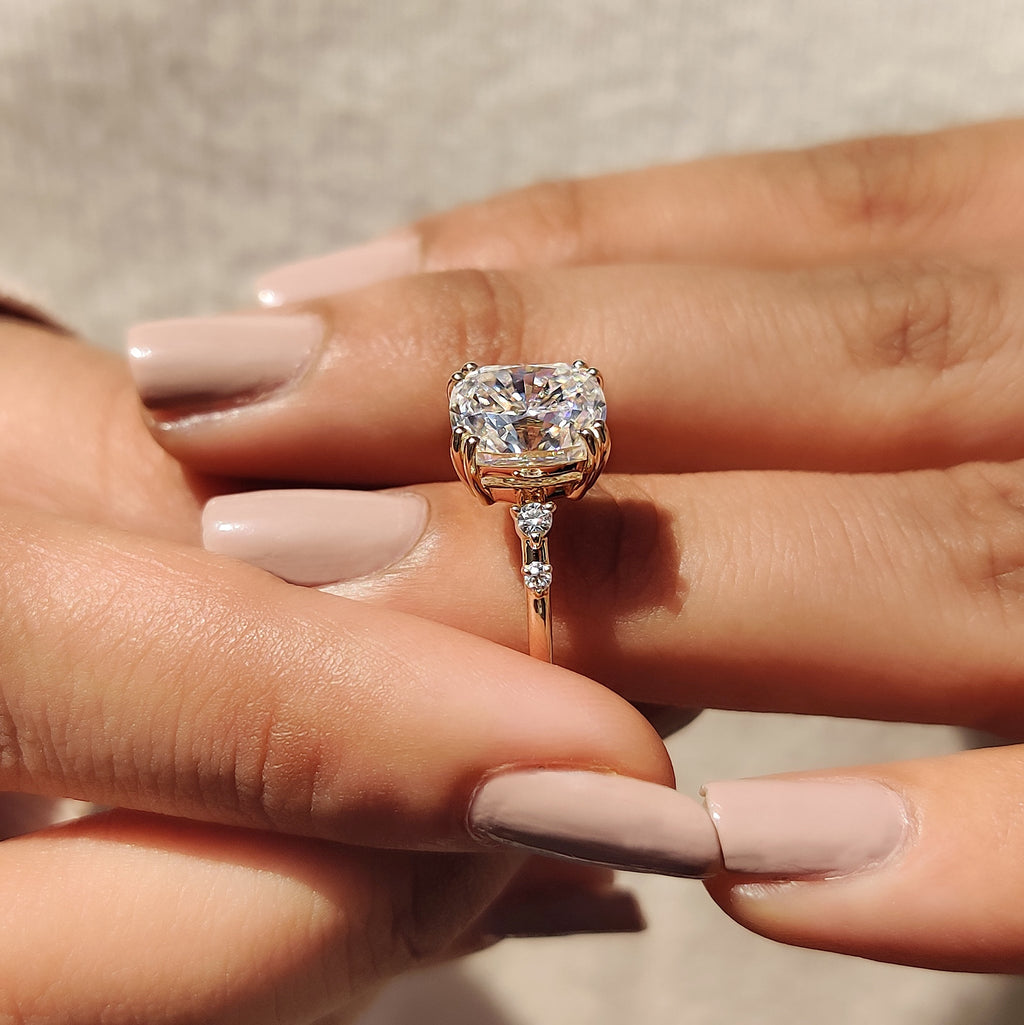 Elongated Cushion Cut Engagement Ring in Double Prong Setting