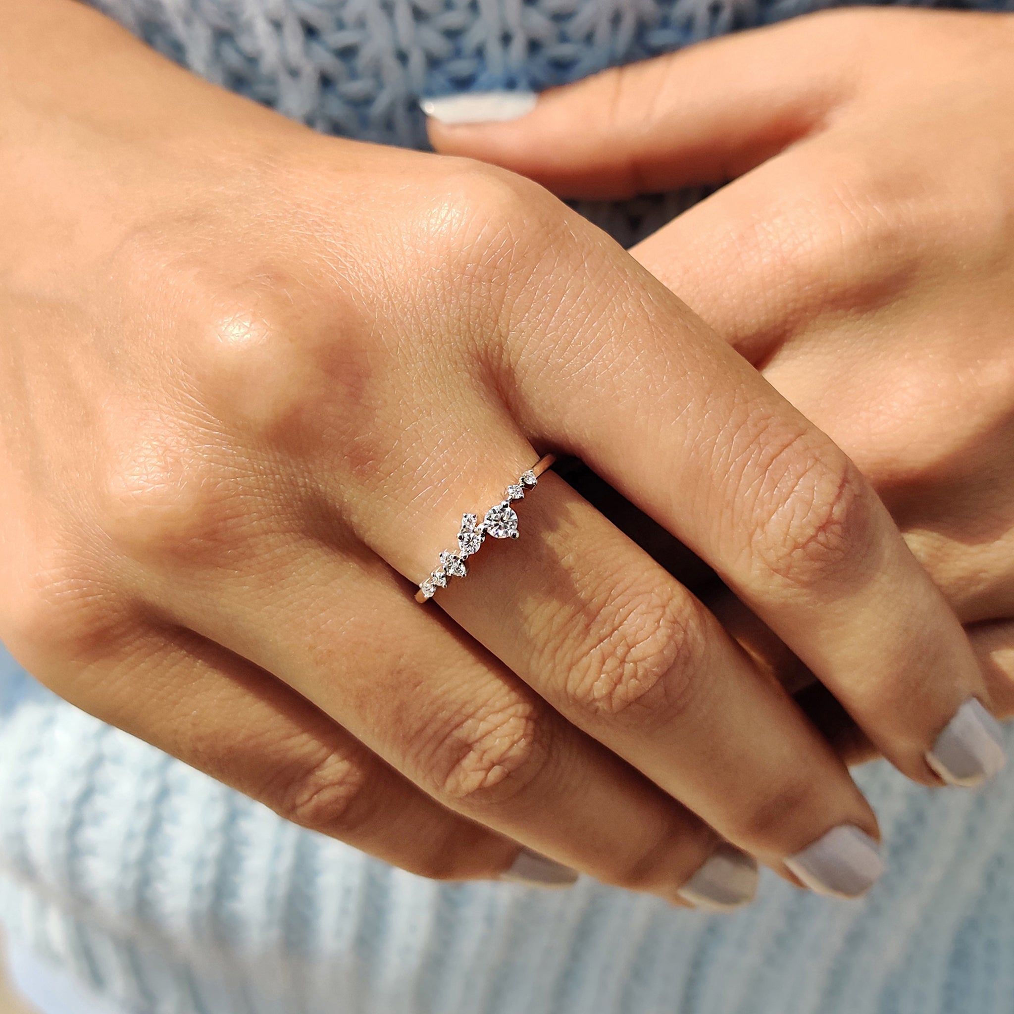 White Gold Round Diamond Cluster Wedding Band