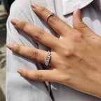 3 Row Pave Diamond Band With Bypass Setting