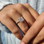 Princess Cut Moissanite Ring in classic pave setting