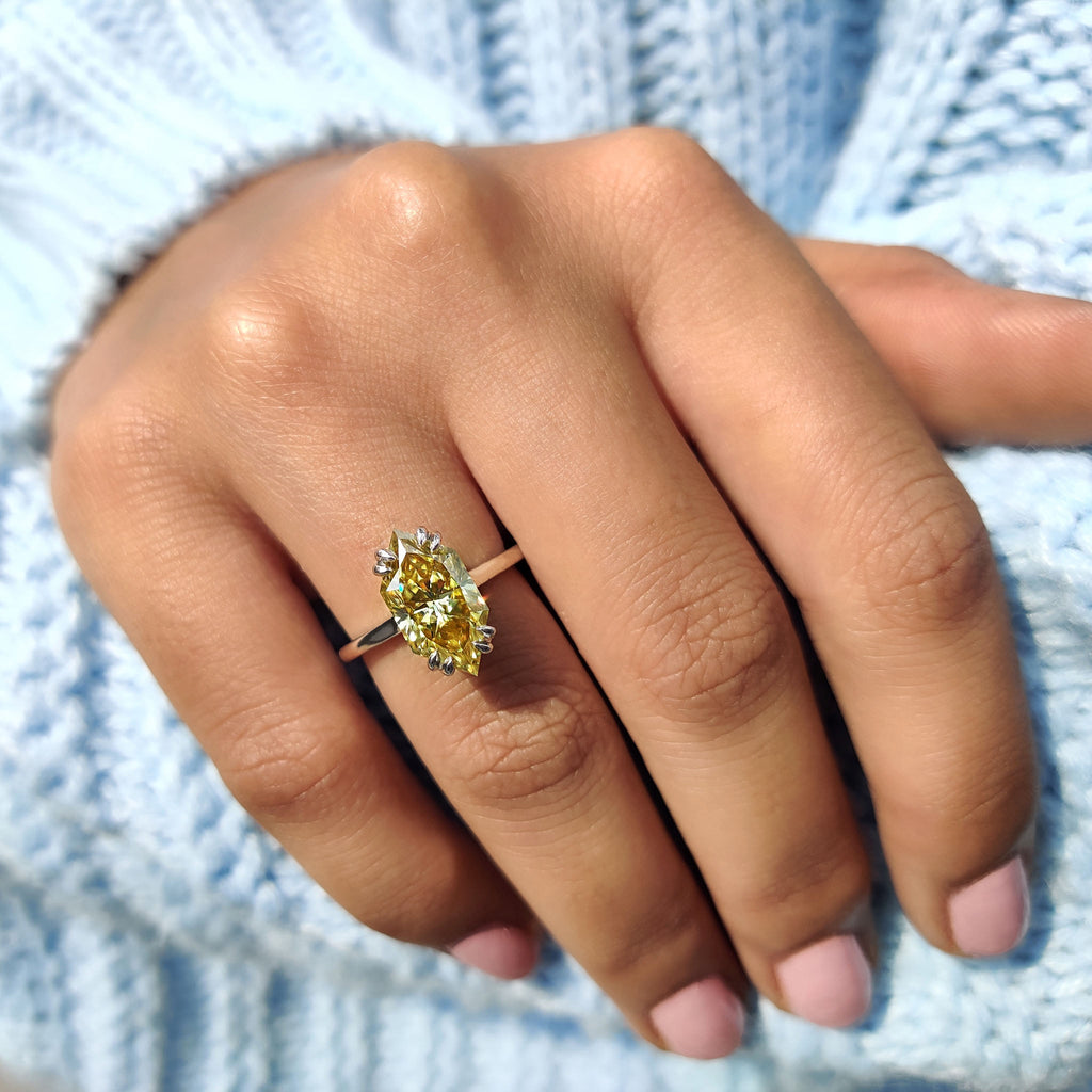 Hidden Halo Yellow Dutch Marquise Engagement Ring
